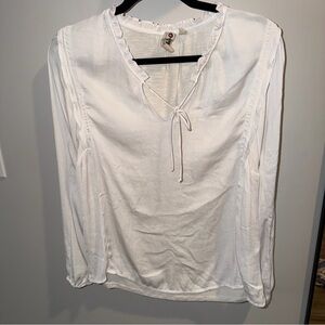 Anthropologie Tunic Womens Small Dolan Miramar Ruffle White Peasant Boho Cottage